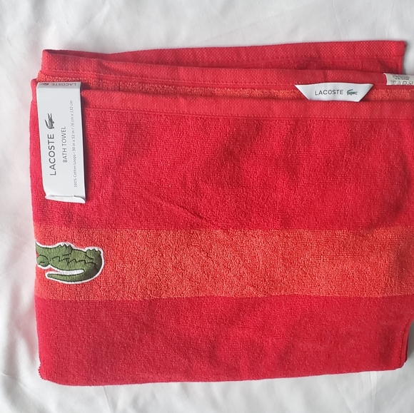 Lacoste Towel Bath Spa Pool Croc Travel ORANGE Cotton 30x52" Beach BATHROOM - Picture 4 of 7